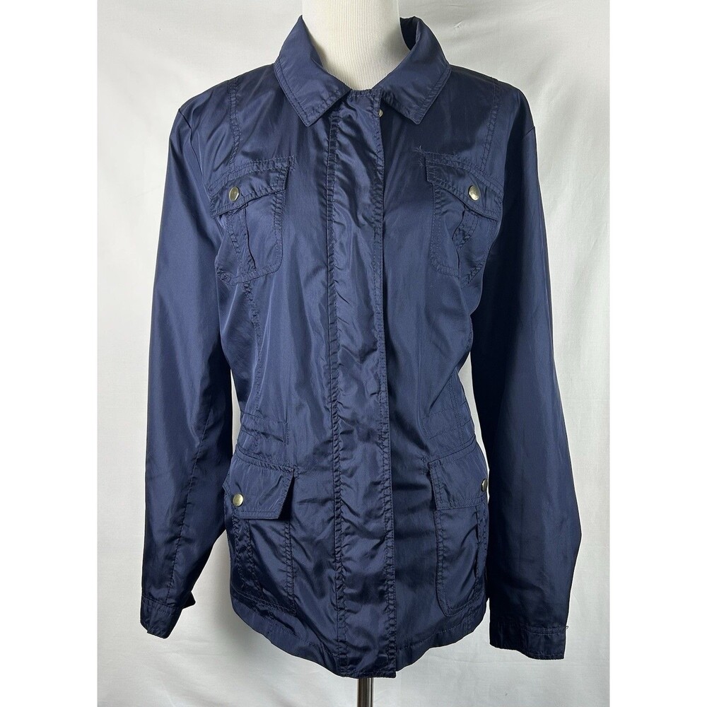 Vintage Basic Editions Windbreaker Jacket Men's XL Navy Blue Polyester